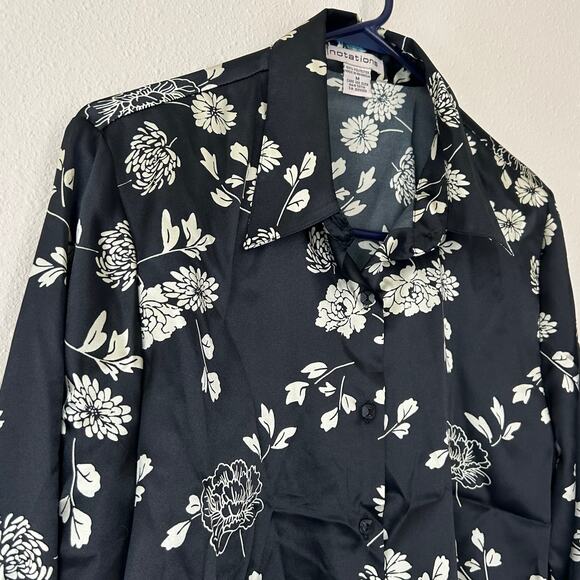 Vintage Notations button up satin floral shirt dark academia fairy whimsigoth M - Picture 8 of 16